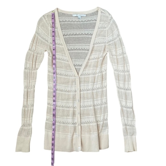 Lauren Conrad Long Cardigan Crochet Knit Cream Long Sleeve Buttons Women's Small - Picture 4 of 7